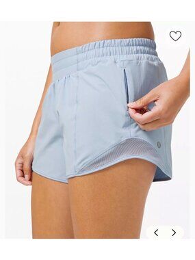 Lululemon Hotty Hot Shorts blue shade lightweight Build liner zippered pocket